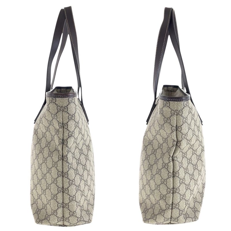 Gucci Beige Brown GG Supreme Canvas/leather 211137 Tote Bag Shoulder Bag Women