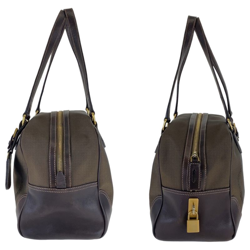 Prada Logo Jacquard Brown Canvas/leather Shoulder Bag Handbag Tote Bag Women