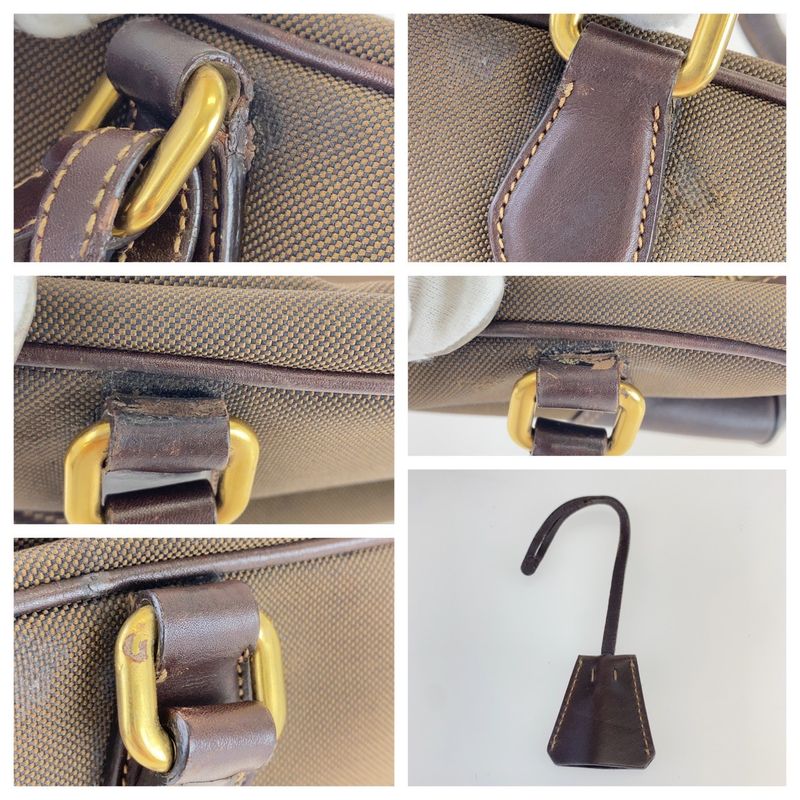 Prada Logo Jacquard Brown Canvas/leather Shoulder Bag Handbag Tote Bag Women