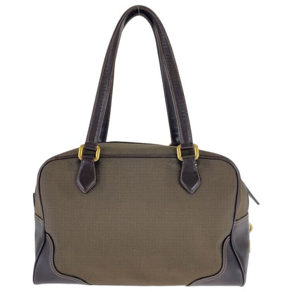 Prada Logo Jacquard Brown Canvas/leather Shoulder Bag Handbag Tote Bag Women