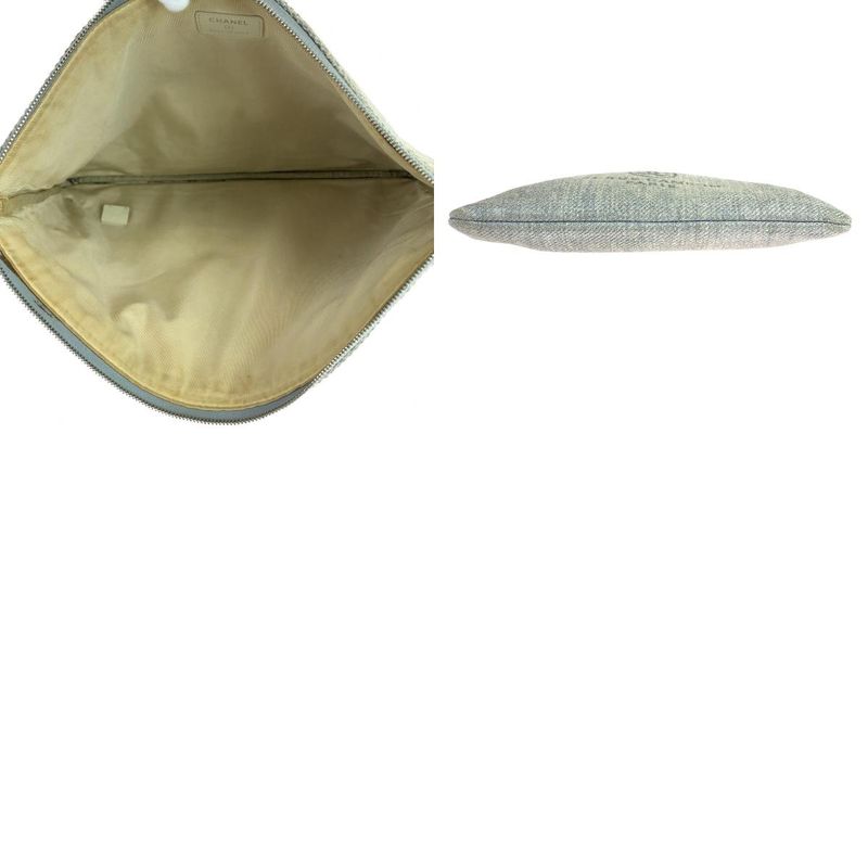 Chanel Cruise Line Deauville Coco Mark Gray Silver Hardware Clutch Bag Second