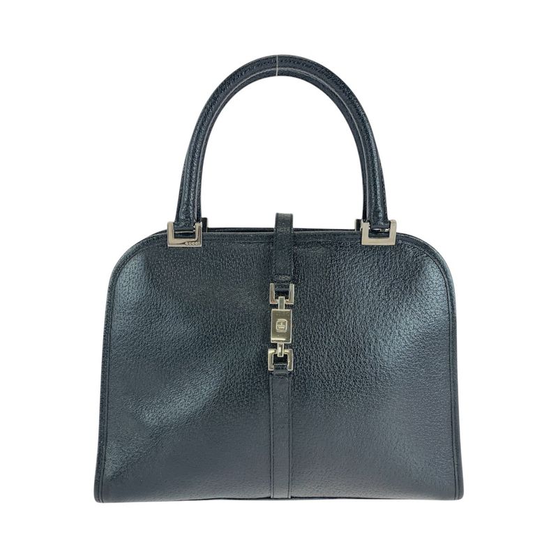 Gucci Jackie Black Silver Hardware Leather 002 1071 Tote Handbag Women 506087