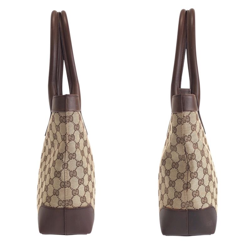 Gucci Brown Beige GG Canvas/leather 33890 Tote Bag Shoulder Bag Women 506088