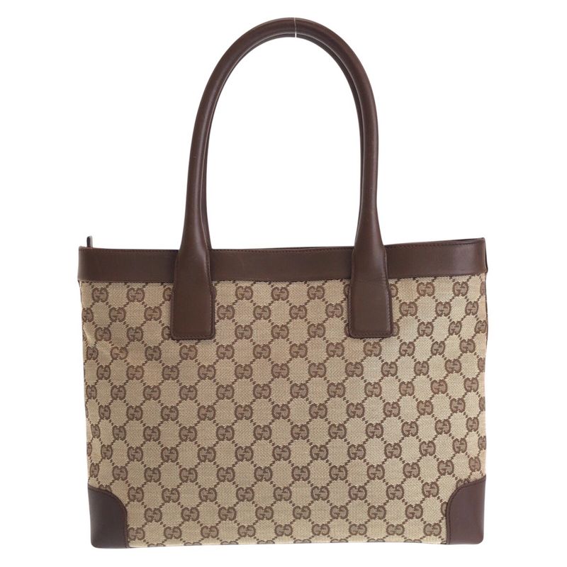 Gucci Brown Beige GG Canvas/leather 33890 Tote Bag Shoulder Bag Women 506088