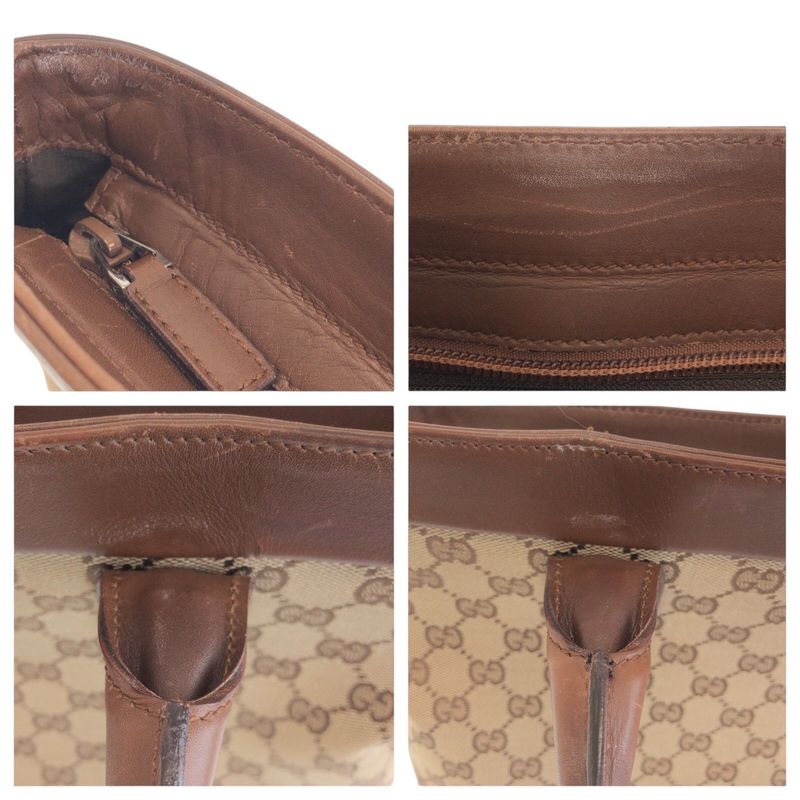 Gucci Brown Beige GG Canvas/leather 33890 Tote Bag Shoulder Bag Women 506088