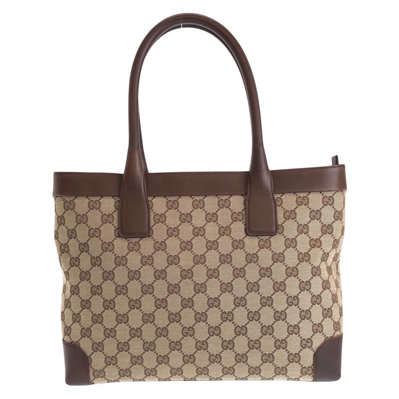 Gucci Brown Beige GG Canvas/leather 33890 Tote Bag Shoulder Bag Women 506088
