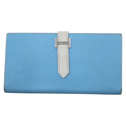 Hermes Bearn Souffle Blue Light Blue White Vaux Epson Long Wallet Long Wallet