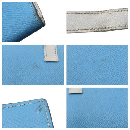 Hermes Bearn Souffle Blue Light Blue White Vaux Epson Long Wallet Long Wallet