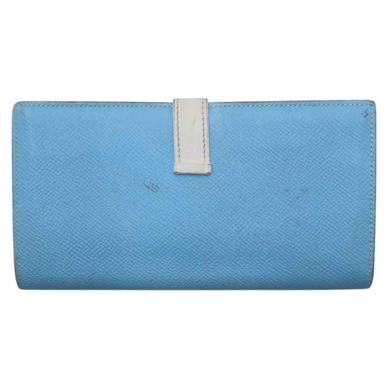 Hermes Bearn Souffle Blue Light Blue White Vaux Epson Long Wallet Long Wallet