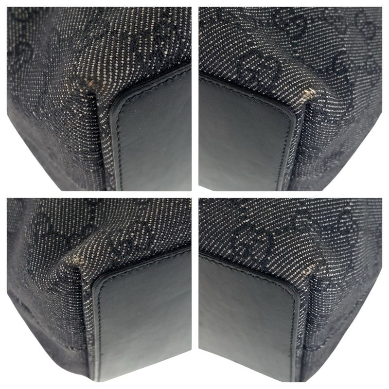 Gucci Black GG Canvas/leather 31243 Tote Bag Shoulder Bag Women 506091