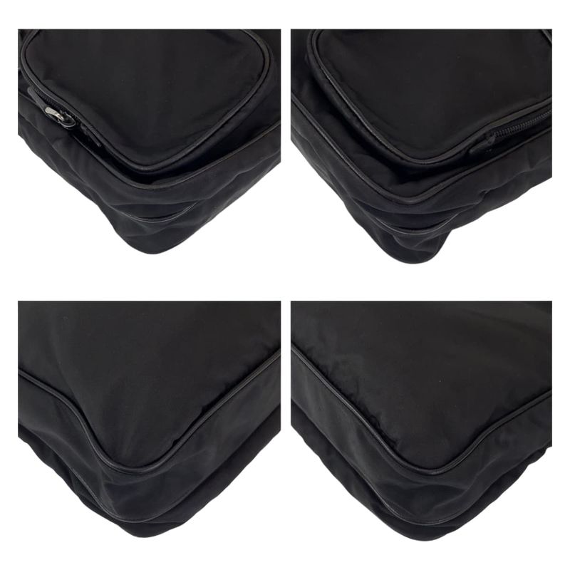 Prada Tessuto Triangle Logo Unisex Black Silver Hardware Nylon Shoulder Bag