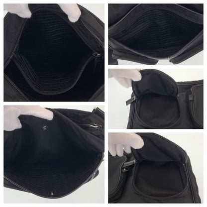 Prada Tessuto Triangle Logo Unisex Black Silver Hardware Nylon Shoulder Bag