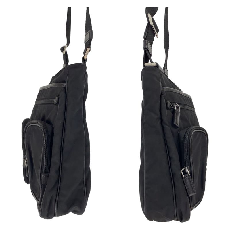 Prada Tessuto Triangle Logo Unisex Black Silver Hardware Nylon Shoulder Bag