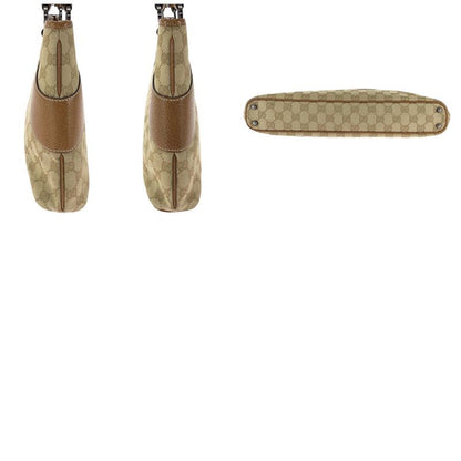 Gucci Brown Beige Silver Hardware GG Canvas 113015 Tote Handbag Women 506095