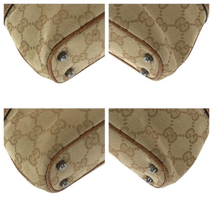 Gucci Brown Beige Silver Hardware GG Canvas 113015 Tote Handbag Women 506095