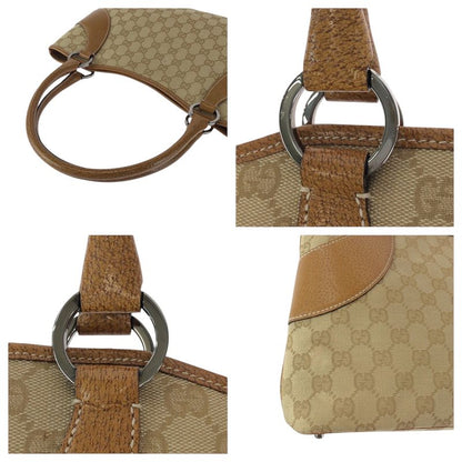 Gucci Brown Beige Silver Hardware GG Canvas 113015 Tote Handbag Women 506095