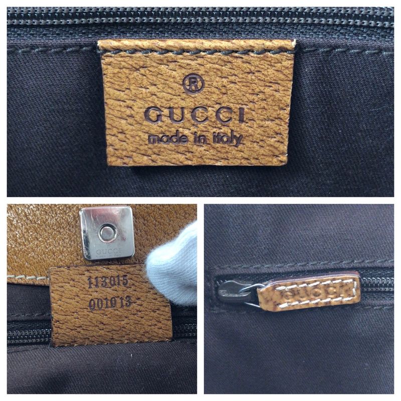 Gucci Brown Beige Silver Hardware GG Canvas 113015 Tote Handbag Women 506095