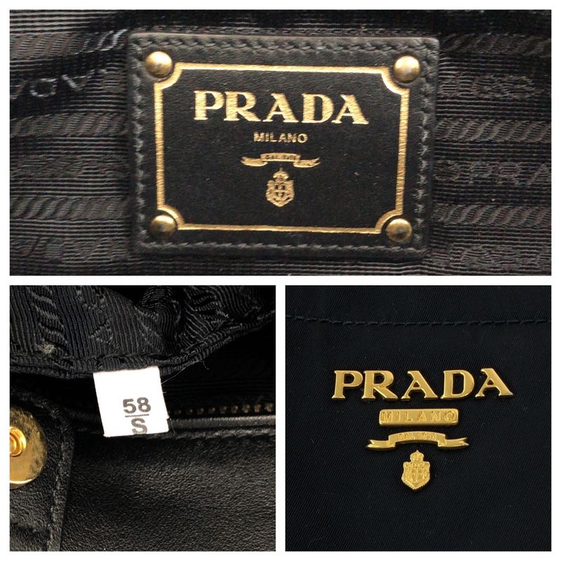 Prada Tessuto Logo Black Gold Hardware Nylon Bn1902 Tote Bag Shoulder Bag Women
