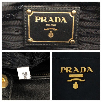 Prada Tessuto Logo Black Gold Hardware Nylon Bn1902 Tote Bag Shoulder Bag Women