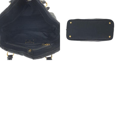 Prada Tessuto Logo Black Gold Hardware Nylon Bn1902 Tote Bag Shoulder Bag Women