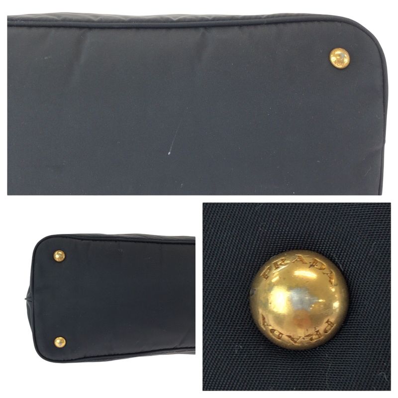 Prada Tessuto Logo Black Gold Hardware Nylon Bn1902 Tote Bag Shoulder Bag Women