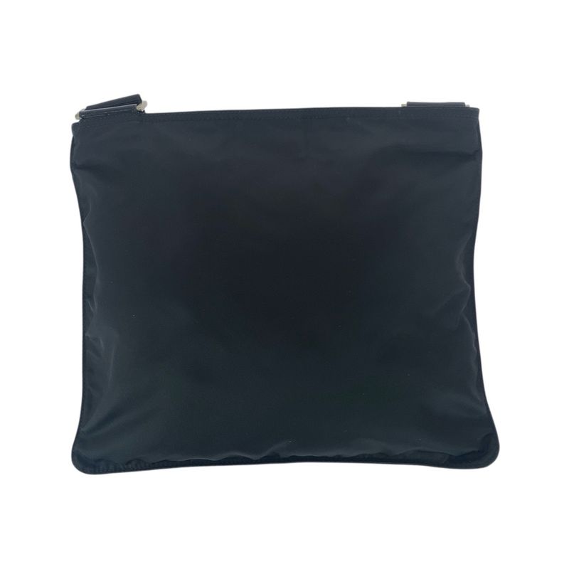 Prada Tessuto Triangle Logo Plate Black Silver Hardware Nylon Shoulder Bag