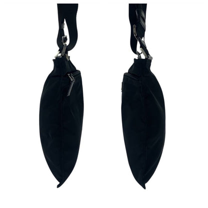 Prada Tessuto Triangle Logo Plate Black Silver Hardware Nylon Shoulder Bag