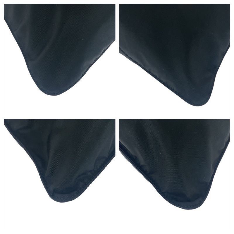 Prada Tessuto Triangle Logo Plate Black Silver Hardware Nylon Shoulder Bag