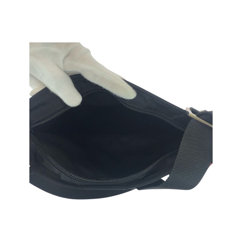 Prada Tessuto Triangle Logo Plate Black Silver Hardware Nylon Shoulder Bag