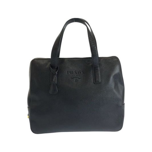Prada Saffiano Black Gold Hardware Leather Tote Handbag Women 505769