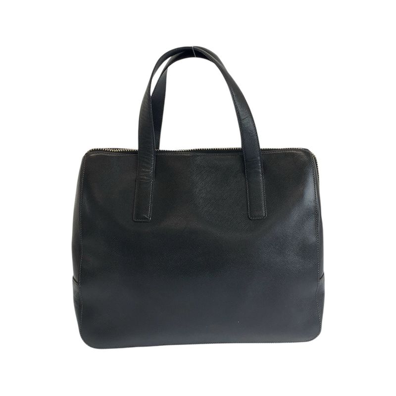 Prada Saffiano Black Gold Hardware Leather Tote Handbag Women 505769