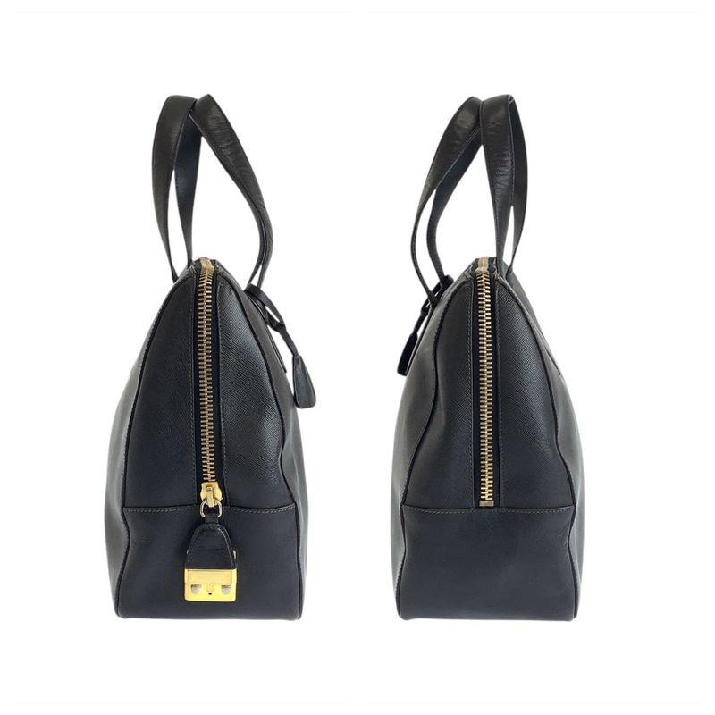 Prada Saffiano Black Gold Hardware Leather Tote Handbag Women 505769
