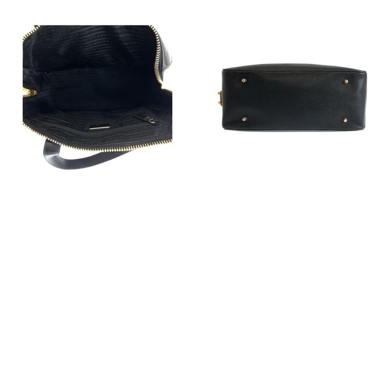 Prada Saffiano Black Gold Hardware Leather Tote Handbag Women 505769