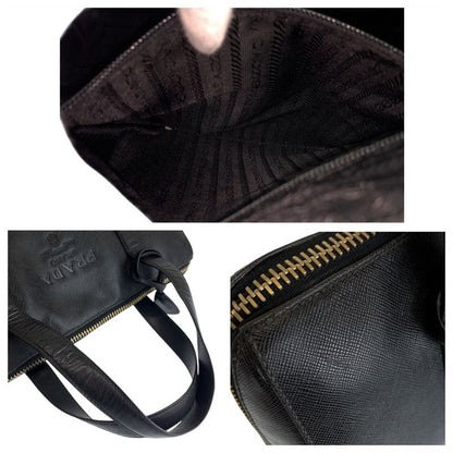 Prada Saffiano Black Gold Hardware Leather Tote Handbag Women 505769