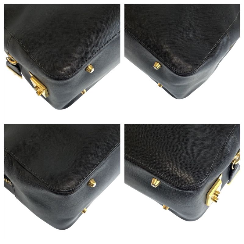 Prada Saffiano Black Gold Hardware Leather Tote Handbag Women 505769