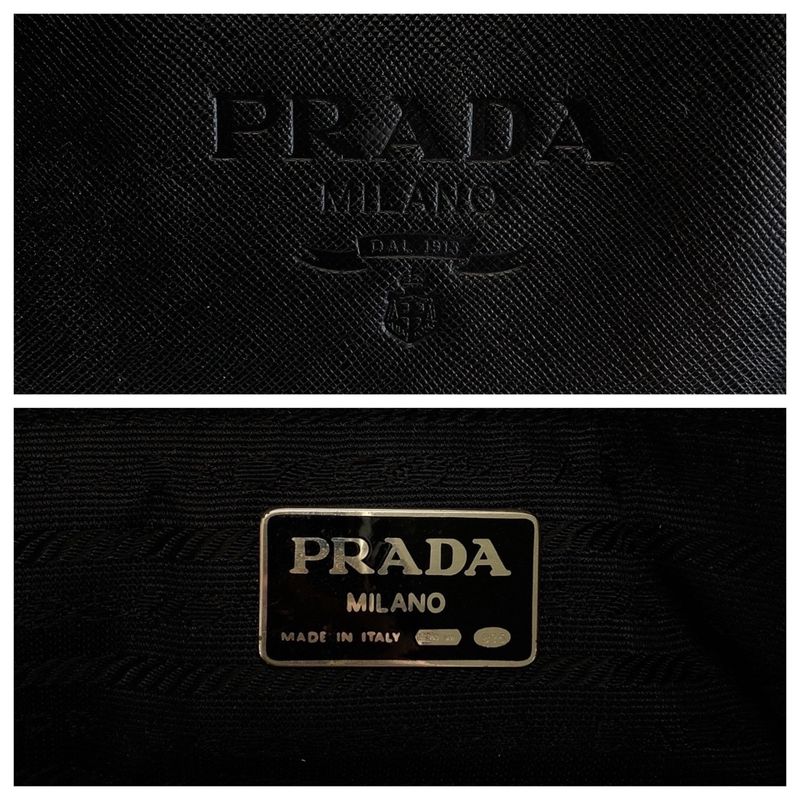 Prada Saffiano Black Gold Hardware Leather Tote Handbag Women 505769