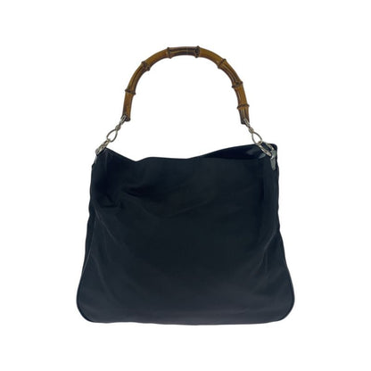 Gucci Bamboo Black Silver Hardware Canvas 001.1998.1577 Shoulder Bag Handbag