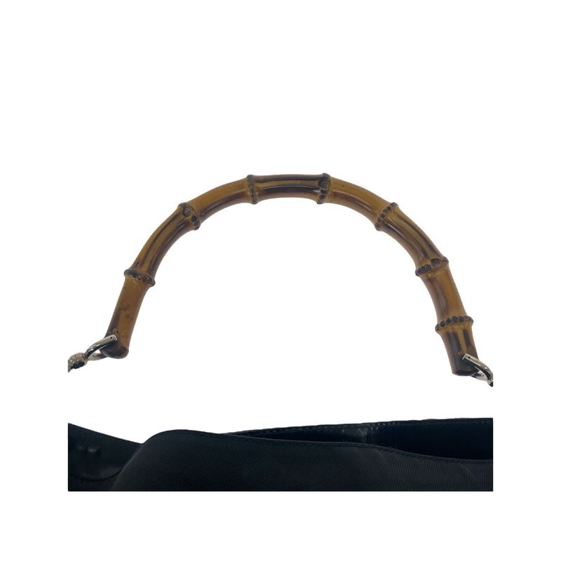 Gucci Bamboo Black Silver Hardware Canvas 001.1998.1577 Shoulder Bag Handbag