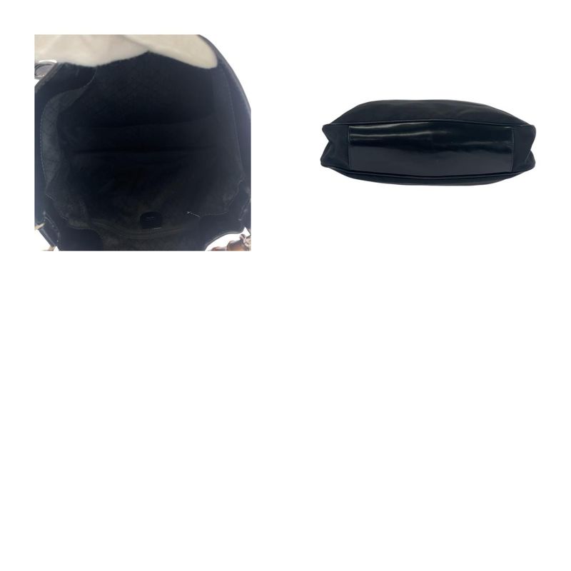 Gucci Bamboo Black Silver Hardware Canvas 001.1998.1577 Shoulder Bag Handbag