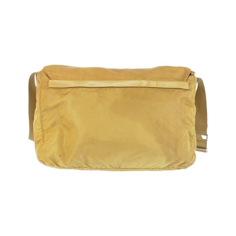 Prada Tessuto Triangle Logo Plate Yellow Mustard Silver Hardware Shoulder Bag