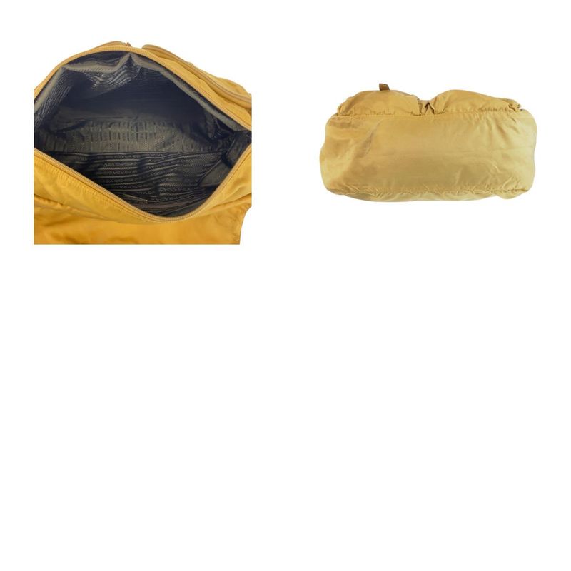 Prada Tessuto Triangle Logo Plate Yellow Mustard Silver Hardware Shoulder Bag