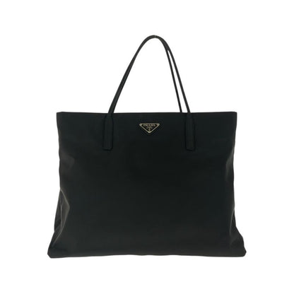 Prada Tessuto Triangle Logo Plate Black Silver Hardware Nylon Tote Bag Shoulder