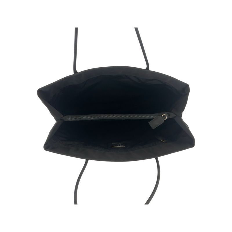 Prada Tessuto Triangle Logo Plate Black Silver Hardware Nylon Tote Bag Shoulder