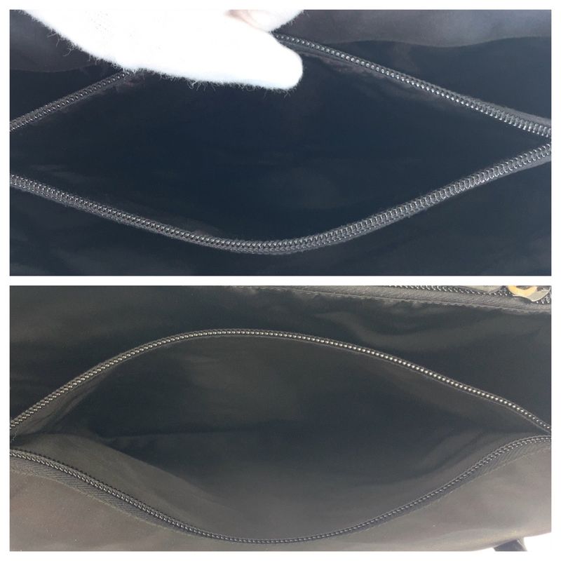 Prada Tessuto Triangle Logo Plate Black Silver Hardware Nylon Tote Bag Shoulder