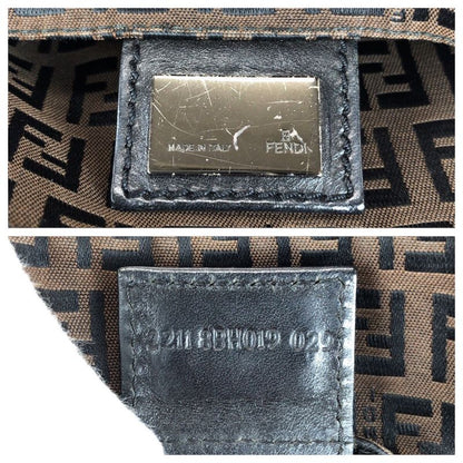 Fendi Zucchino Brown Silver Hardware Canvas/leather Tote Handbag Women 505861