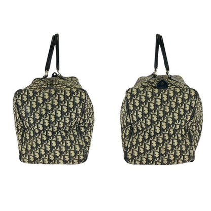 DIOR Vintage Trotter Black Beige Gold Hardware Canvas/leather Boston Bag Women