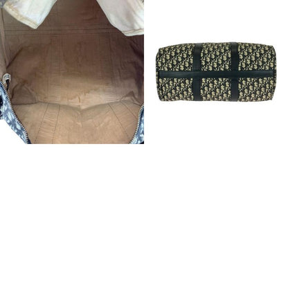 DIOR Vintage Trotter Black Beige Gold Hardware Canvas/leather Boston Bag Women