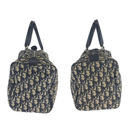 DIOR Vintage Trotter Navy Beige Canvas/leather Tote Bag Mini Boston Bag 505877