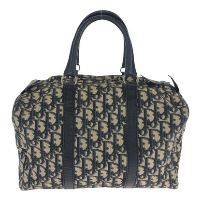 DIOR Vintage Trotter Navy Beige Canvas/leather Tote Bag Mini Boston Bag 505877