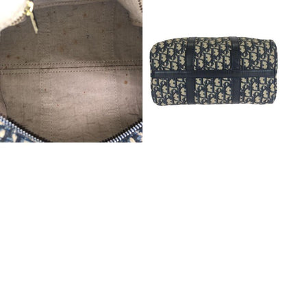 DIOR Vintage Trotter Navy Beige Canvas/leather Tote Bag Mini Boston Bag 505877